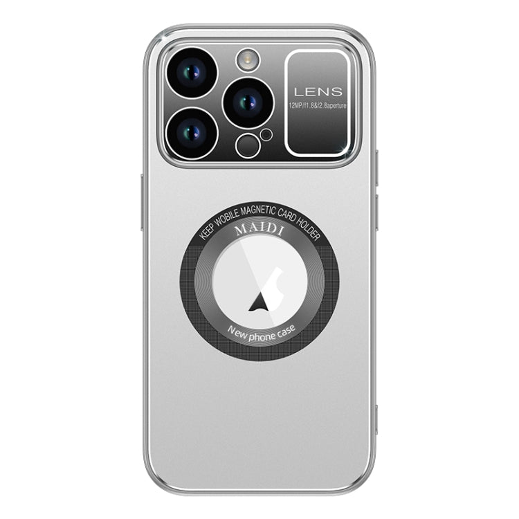 For iPhone 15 Pro Large Window MagSafe Skin Feel PC Phone Case(Silver Gray) - HoMEdemic™ 
