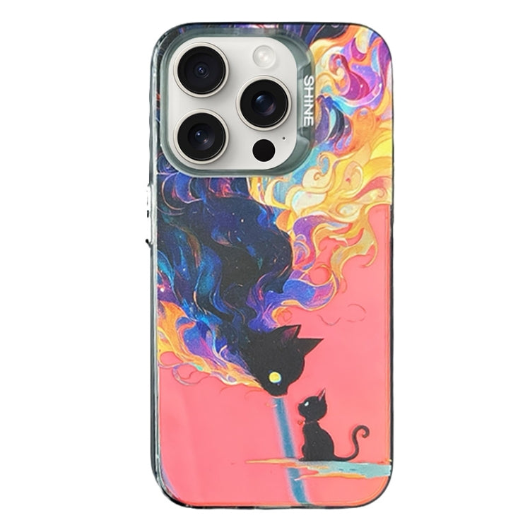 For iPhone 15 Pro Laser Cat PC Shockproof Phone Case(Black) - HoMEdemic™ 