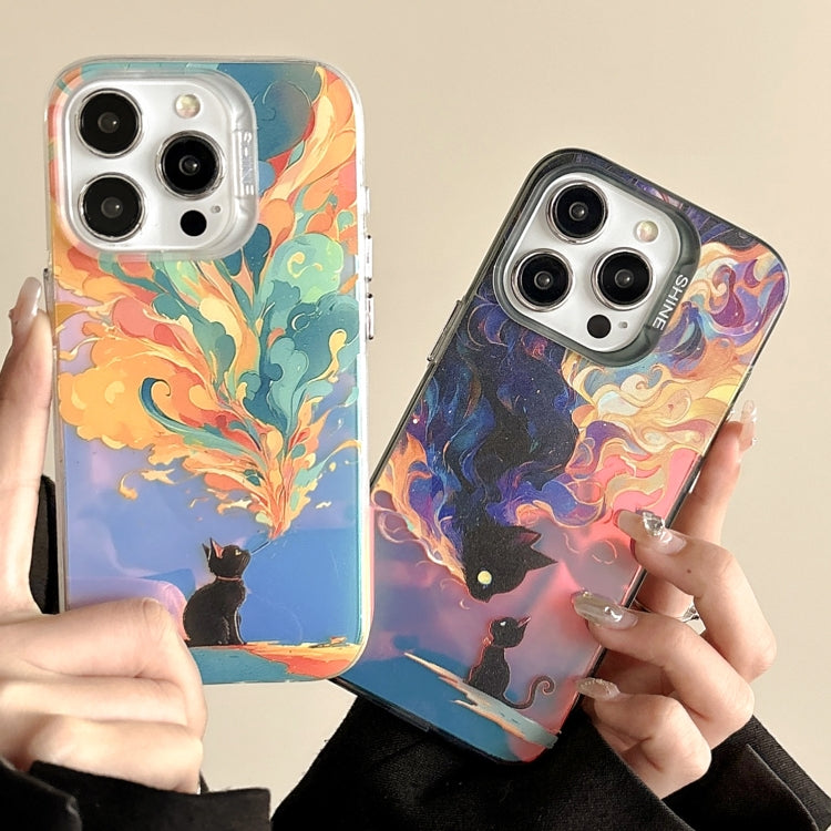 For iPhone 15 Pro Laser Cat PC Shockproof Phone Case(White) - HoMEdemic™ 