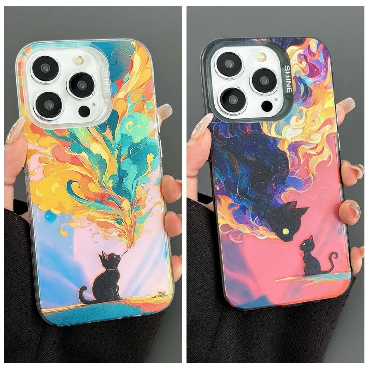 For iPhone 15 Pro Laser Cat PC Shockproof Phone Case(White) - HoMEdemic™ 