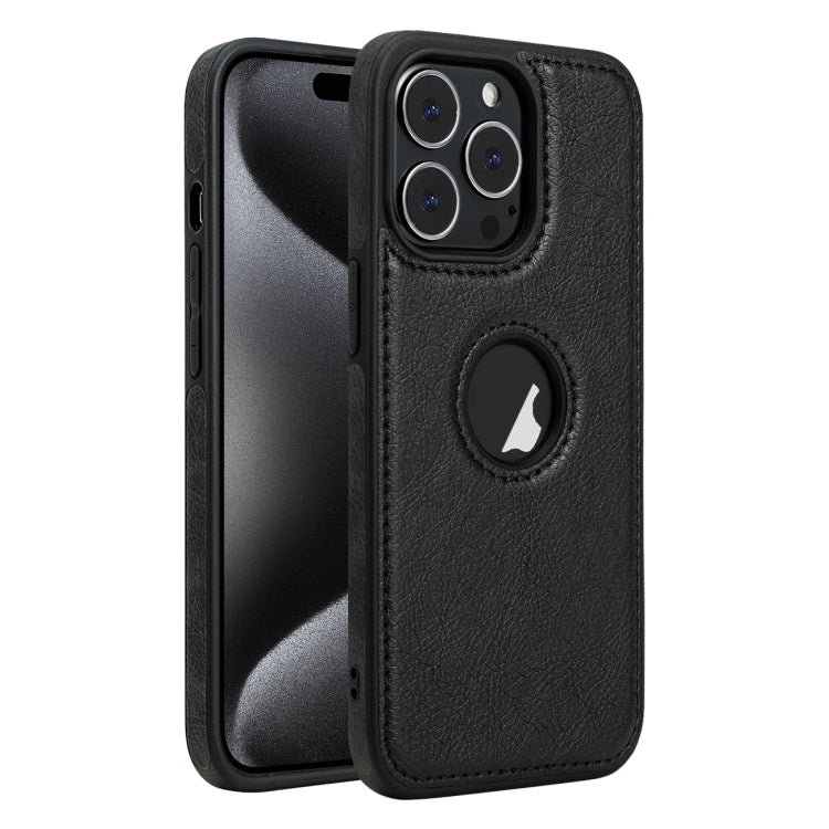 For iPhone 15 Pro Leather Texture Stitching Phone Case(Black) - HoMEdemic™ 