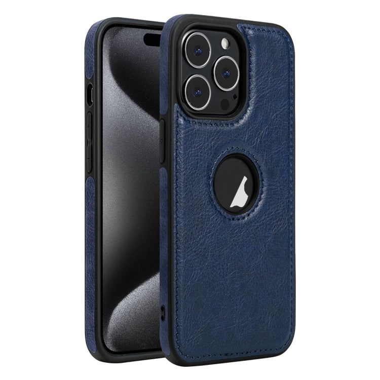 For iPhone 15 Pro Leather Texture Stitching Phone Case(Blue) - HoMEdemic™ 
