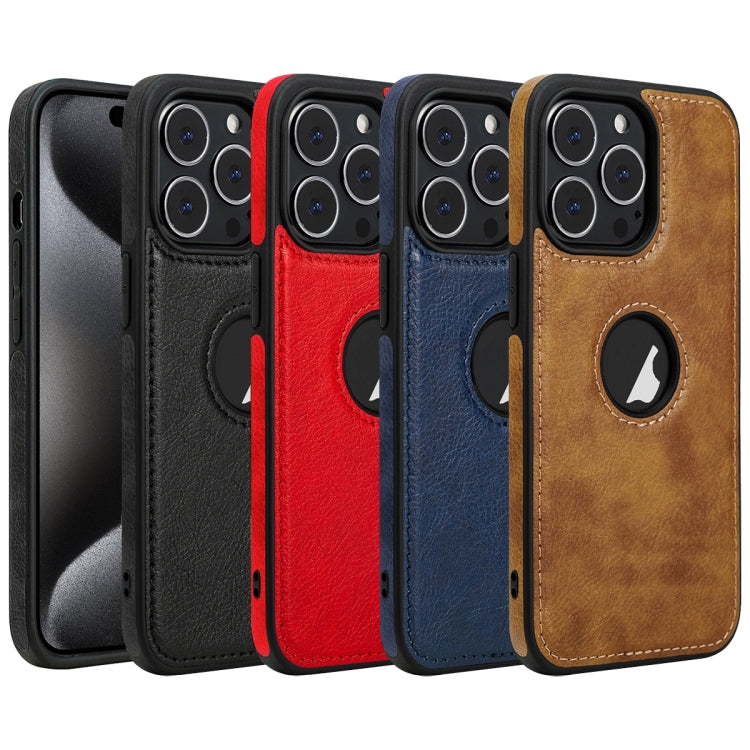 For iPhone 15 Pro Leather Texture Stitching Phone Case(Brown) - HoMEdemic™ 