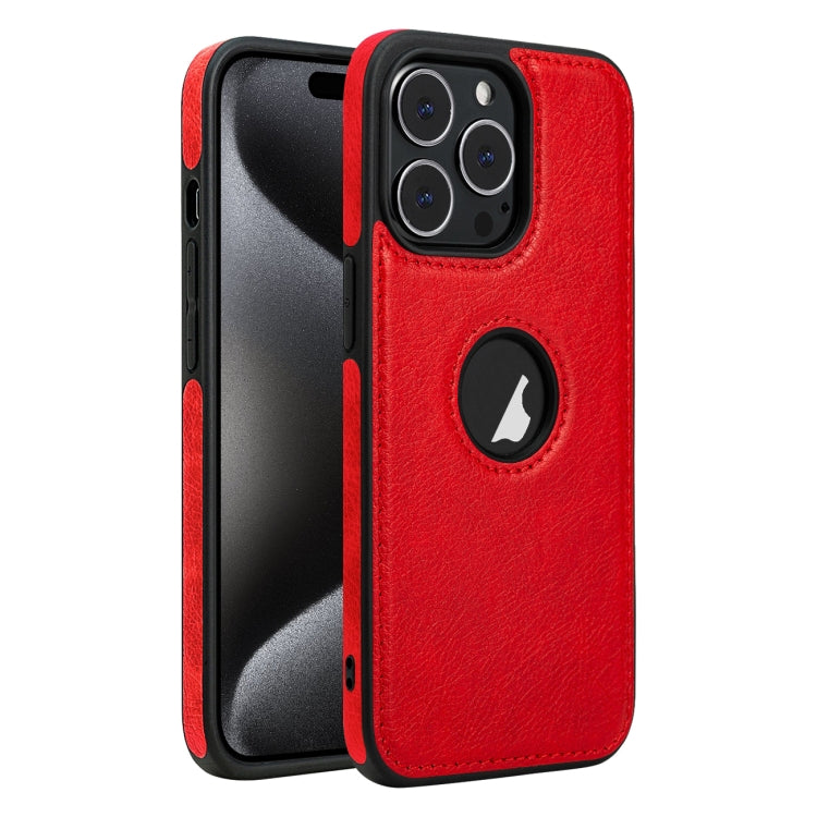 For iPhone 15 Pro Leather Texture Stitching Phone Case(Red) - HoMEdemic™ 