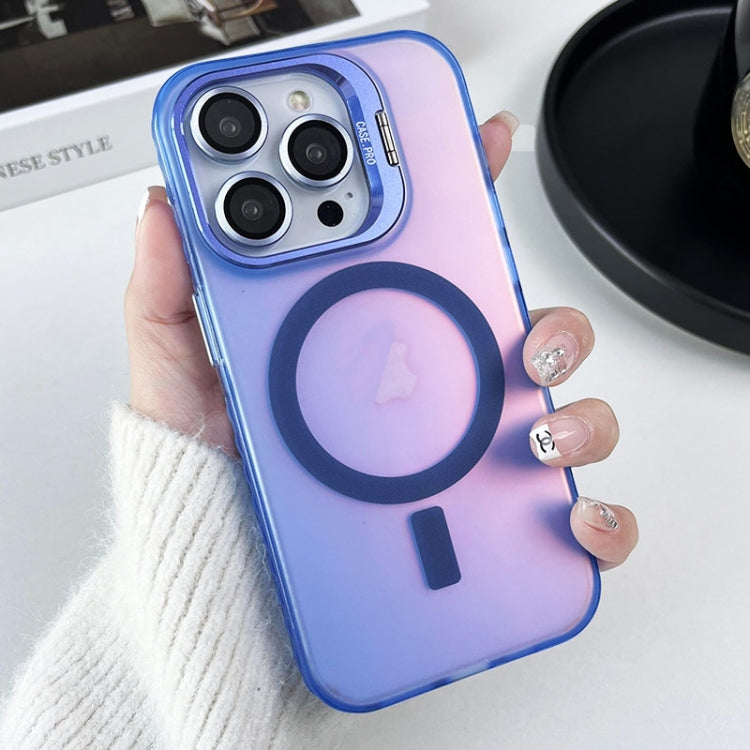 For iPhone 15 Pro Lens Holder MagSafe PC Hybrid TPU Phone Case(Blue) - HoMEdemic™ 
