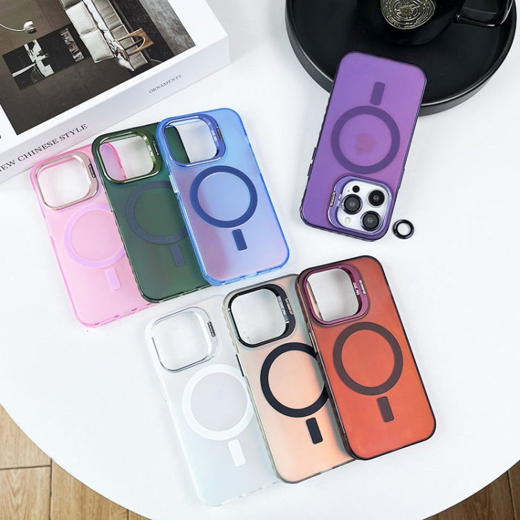 For iPhone 15 Pro Lens Holder MagSafe PC Hybrid TPU Phone Case(Blue) - HoMEdemic™ 