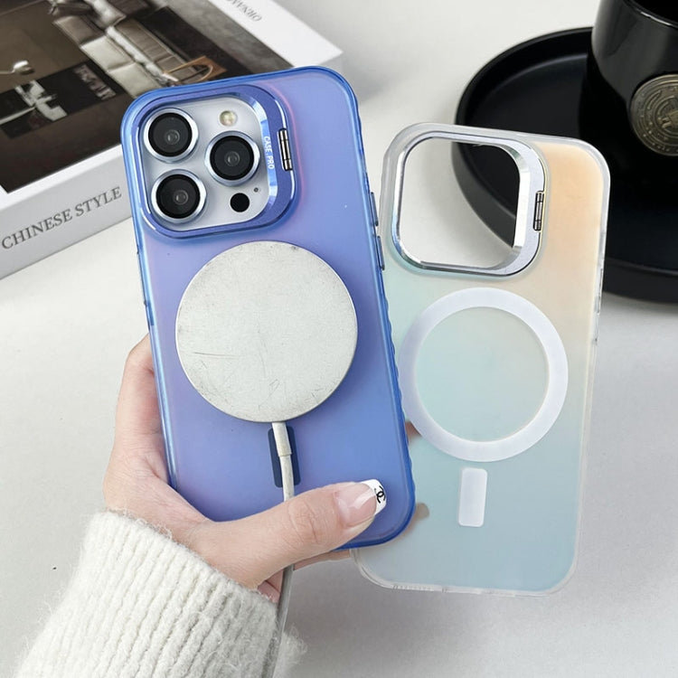 For iPhone 15 Pro Lens Holder MagSafe PC Hybrid TPU Phone Case(Blue) - HoMEdemic™ 