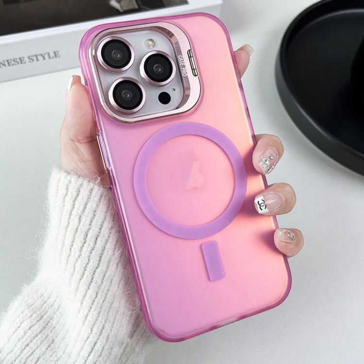 For iPhone 15 Pro Lens Holder MagSafe PC Hybrid TPU Phone Case(Pink) - HoMEdemic™ 