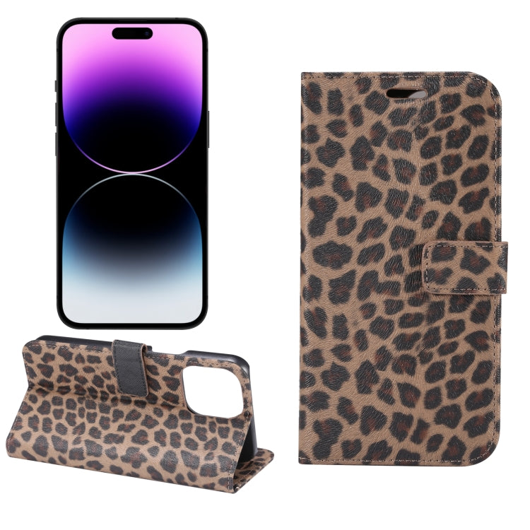 For iPhone 15 Pro Leopard Pattern Horizontal Flip Leather Phone Case(Brown) - HoMEdemic™ 