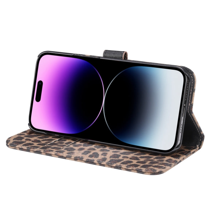 For iPhone 15 Pro Leopard Pattern Horizontal Flip Leather Phone Case(Brown) - HoMEdemic™ 