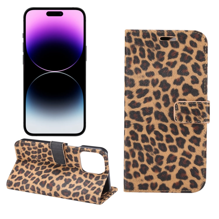 For iPhone 15 Pro Leopard Pattern Horizontal Flip Leather Phone Case(Yellow) - HoMEdemic™ 