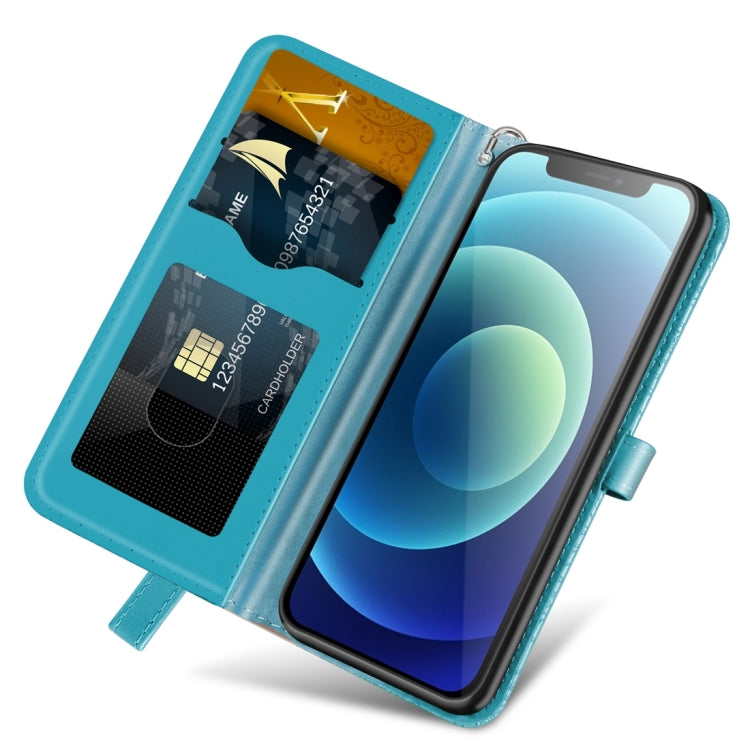 For iPhone 15 Pro Life Tree Embossing Pattern Leather Phone Case(Blue) - HoMEdemic™ 