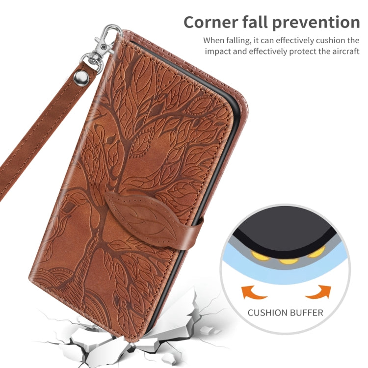 For iPhone 15 Pro Life Tree Embossing Pattern Leather Phone Case(Brown) - HoMEdemic™ 