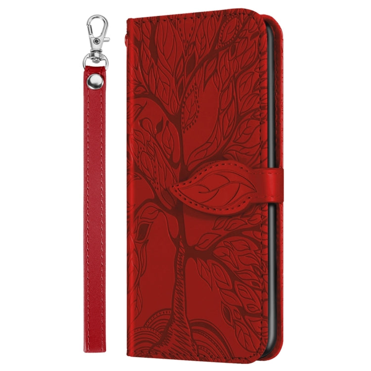 For iPhone 15 Pro Life Tree Embossing Pattern Leather Phone Case(Red) - HoMEdemic™ 
