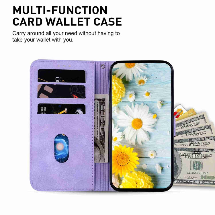 For iPhone 15 Pro Lily Embossed Leather Phone Case(Purple) - HoMEdemic™ 
