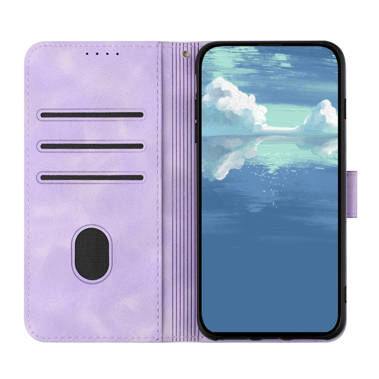 For iPhone 15 Pro Line Pattern Skin Feel Leather Phone Case(Light Purple) - HoMEdemic™ 