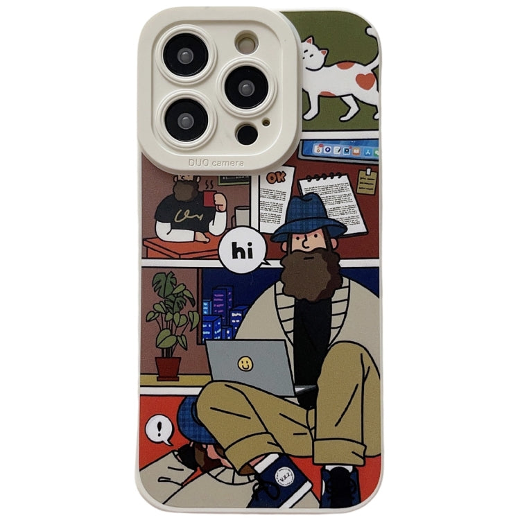 For iPhone 15 Pro Liquid Angel Eyes Bearded TPU Phone Case(Beige) - HoMEdemic™ 
