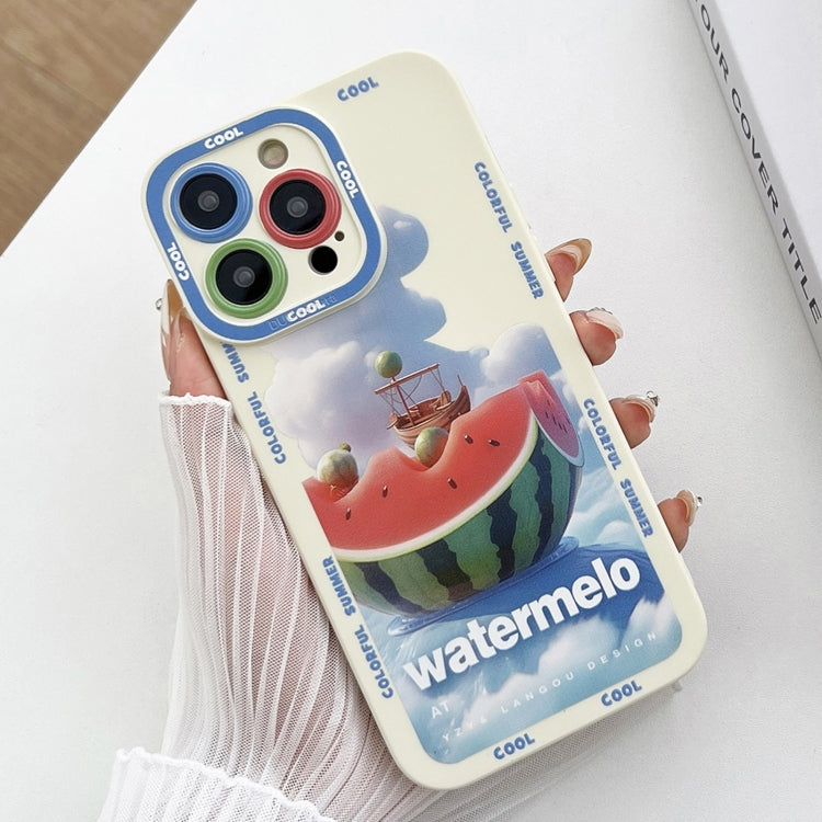 For iPhone 15 Pro Liquid Angel Eyes Dopamine TPU Phone Case(Watermelon Boat) - HoMEdemic™ 