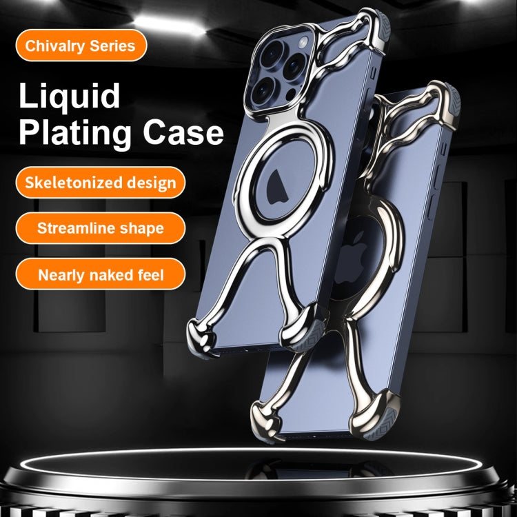 For iPhone 15 Pro Liquid Plating PC Hollow MagSafe Phone Case(Matt Silve) - HoMEdemic™ 