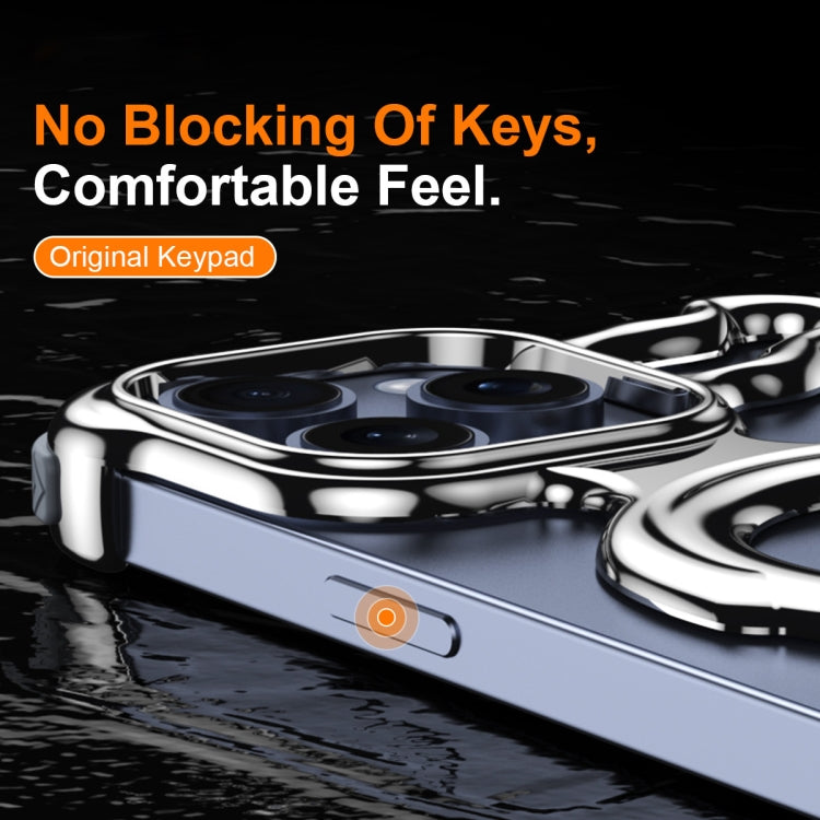 For iPhone 15 Pro Liquid Plating PC Hollow MagSafe Phone Case(Matt Silve) - HoMEdemic™ 