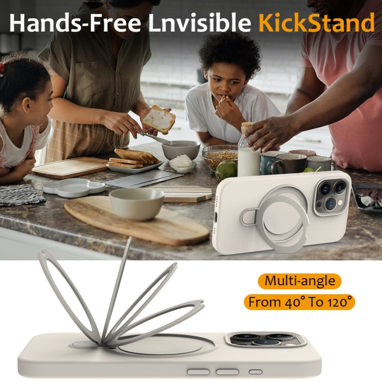 For iPhone 15 Pro Liquid Silicone MagSafe Magnetic Phone Case with Ring Holder(Antique White) - HoMEdemic™ 