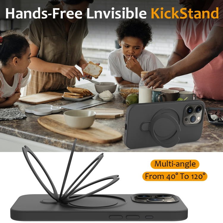 For iPhone 15 Pro Liquid Silicone MagSafe Magnetic Phone Case with Ring Holder(Carbon Black) - HoMEdemic™ 