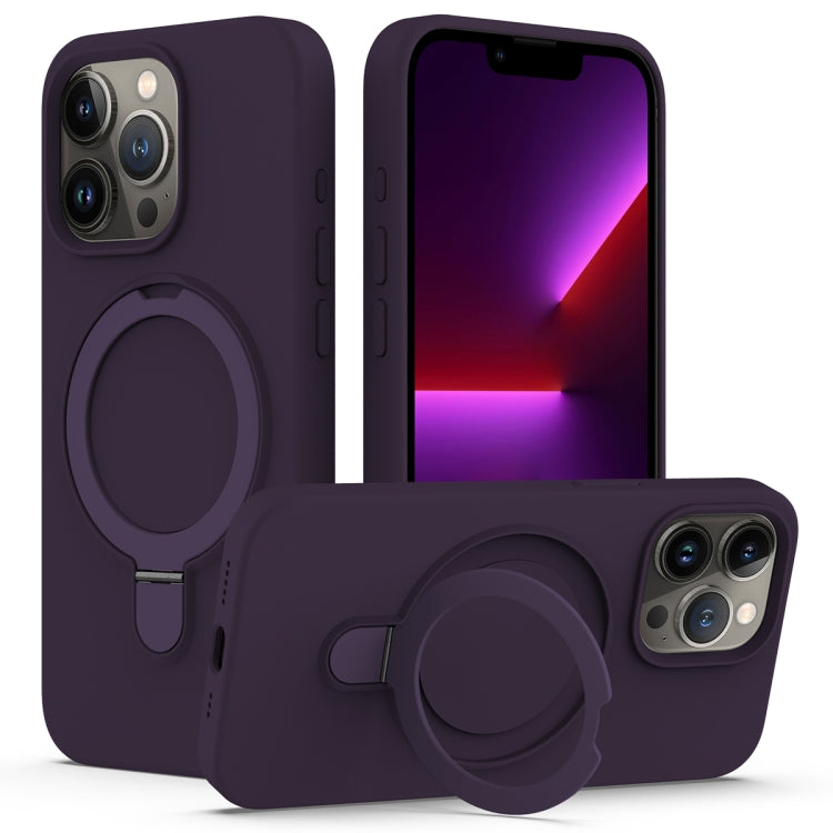 For iPhone 15 Pro Liquid Silicone MagSafe Magnetic Phone Case with Ring Holder(Purple) - HoMEdemic™ 