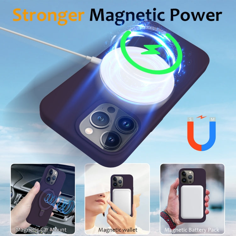 For iPhone 15 Pro Liquid Silicone MagSafe Magnetic Phone Case with Ring Holder(Purple) - HoMEdemic™ 
