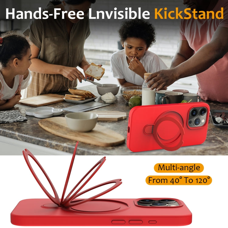 For iPhone 15 Pro Liquid Silicone MagSafe Magnetic Phone Case with Ring Holder(Red) - HoMEdemic™ 