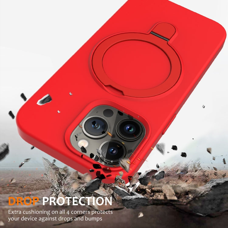 For iPhone 15 Pro Liquid Silicone MagSafe Magnetic Phone Case with Ring Holder(Red) - HoMEdemic™ 