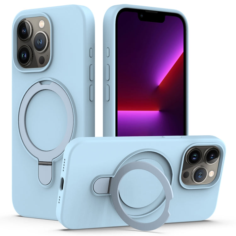 For iPhone 15 Pro Liquid Silicone MagSafe Magnetic Phone Case with Ring Holder(Sky Blue) - HoMEdemic™ 