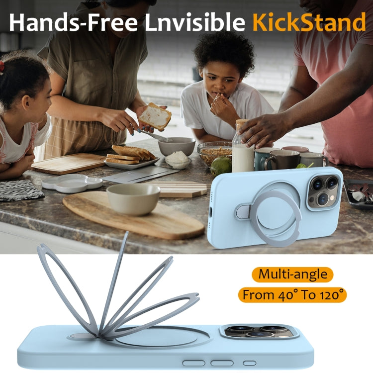 For iPhone 15 Pro Liquid Silicone MagSafe Magnetic Phone Case with Ring Holder(Sky Blue) - HoMEdemic™ 