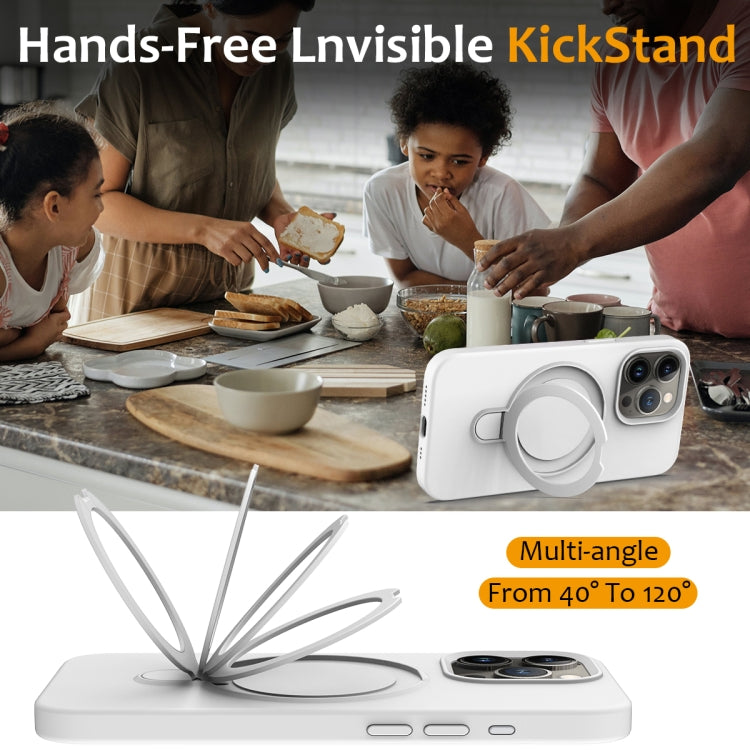 For iPhone 15 Pro Liquid Silicone MagSafe Magnetic Phone Case with Ring Holder(White) - HoMEdemic™ 