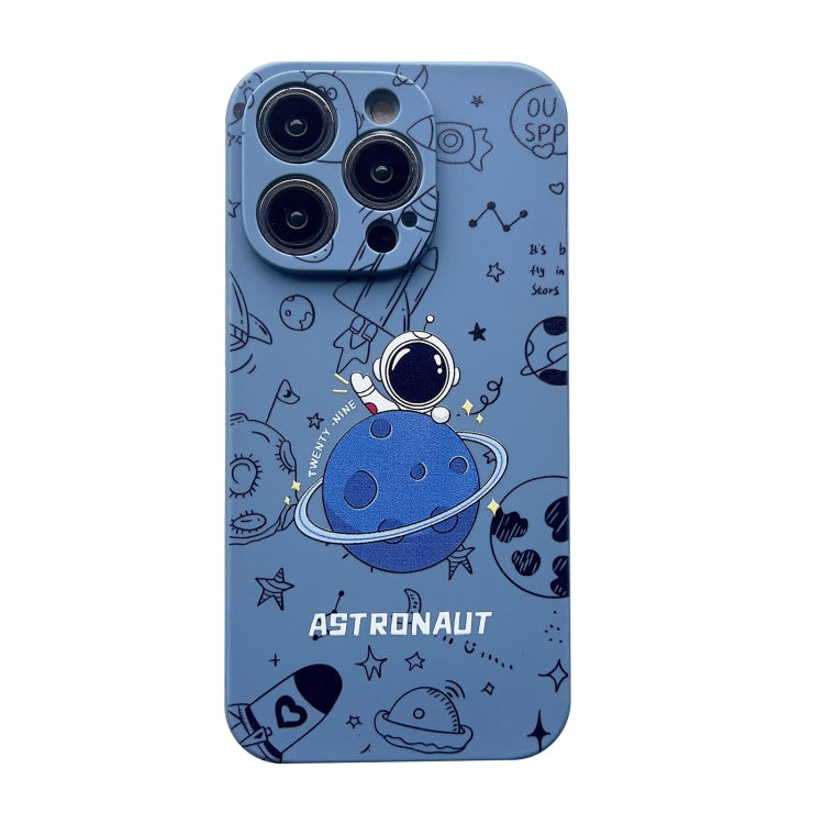 For iPhone 15 Pro Liquid Silicone Straight Side Phone Case(Blue Astronaut) - HoMEdemic™ 
