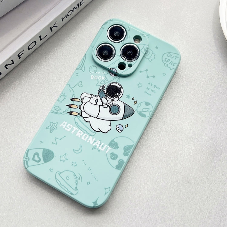 For iPhone 15 Pro Liquid Silicone Straight Side Phone Case(Green Astronaut) - HoMEdemic™ 