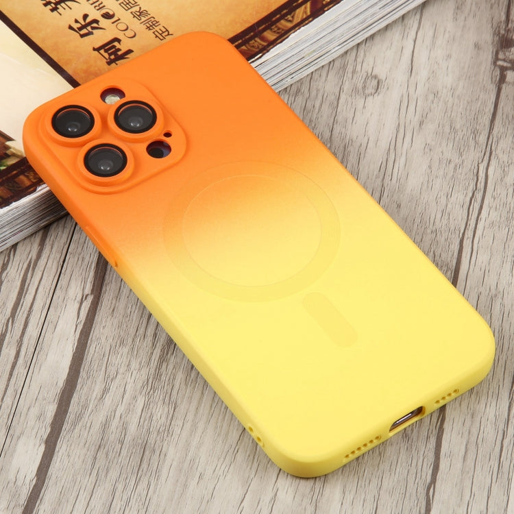 For iPhone 15 Pro Liquid TPU Silicone Gradient MagSafe Phone Case(Orange Yellow) - HoMEdemic™ 