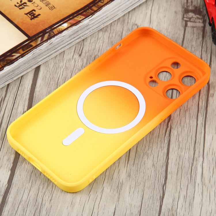 For iPhone 15 Pro Liquid TPU Silicone Gradient MagSafe Phone Case(Orange Yellow) - HoMEdemic™ 