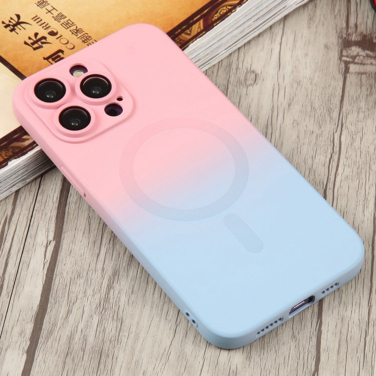 For iPhone 15 Pro Liquid TPU Silicone Gradient MagSafe Phone Case(Pink Blue) - HoMEdemic™ 