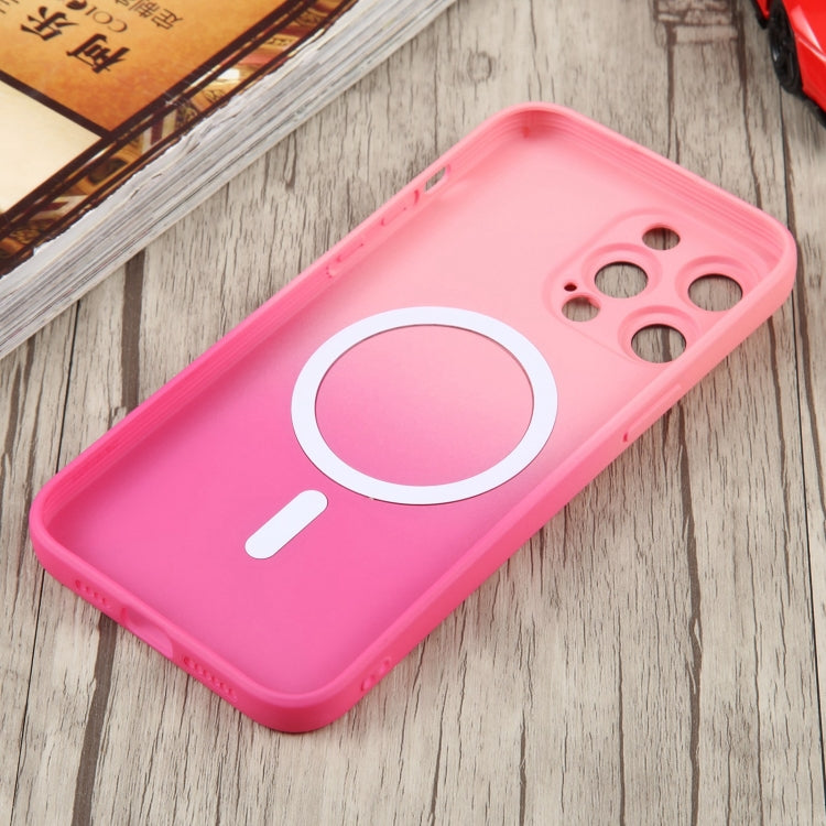 For iPhone 15 Pro Liquid TPU Silicone Gradient MagSafe Phone Case(Pink Red) - HoMEdemic™ 