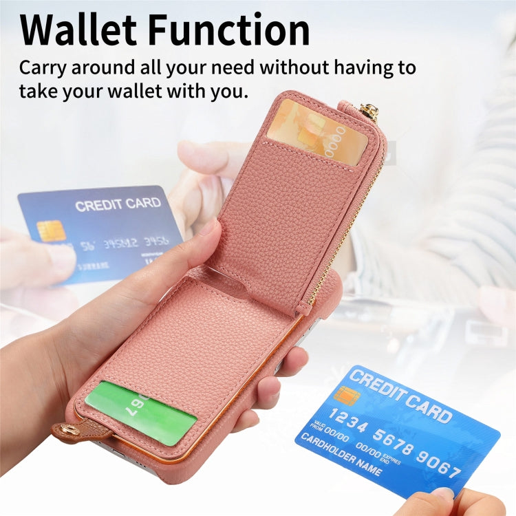For iPhone 15 Pro Litchi Leather Oil Edge Ring Zipper Wallet Back Phone Case(Pink) - HoMEdemic™ 