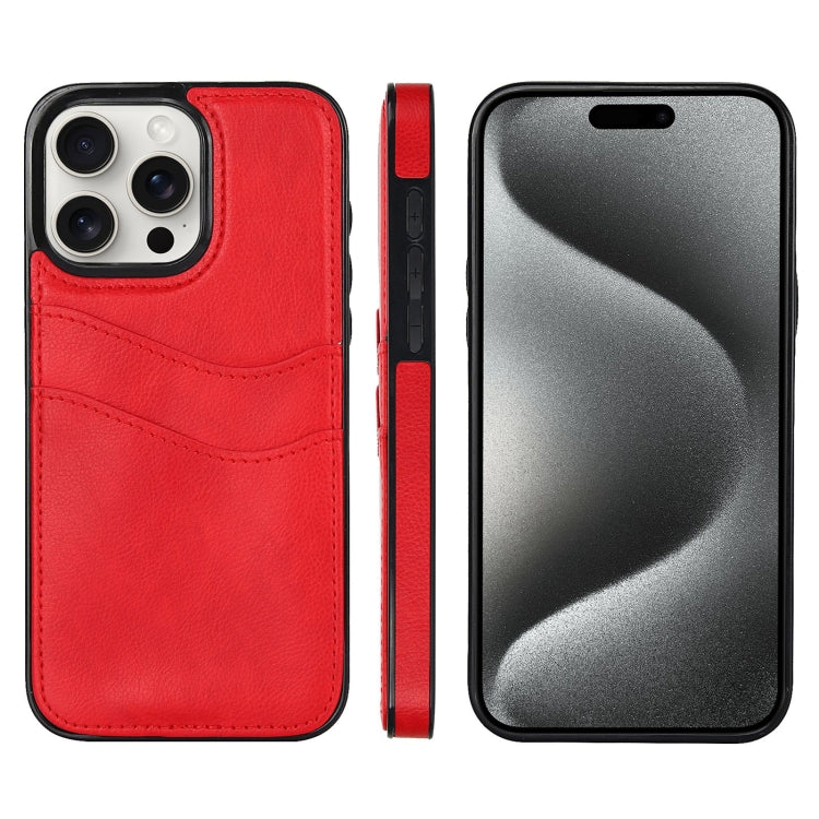 For iPhone 15 Pro Litchi Leather Skin Card Slots Phone Case(Red) - HoMEdemic™ 