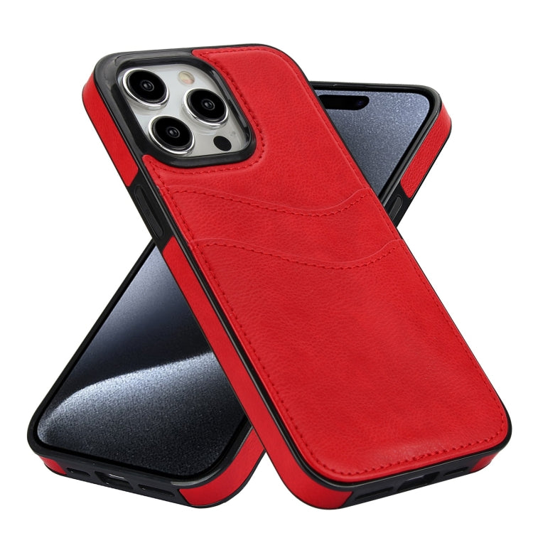 For iPhone 15 Pro Litchi Leather Skin Card Slots Phone Case(Red) - HoMEdemic™ 