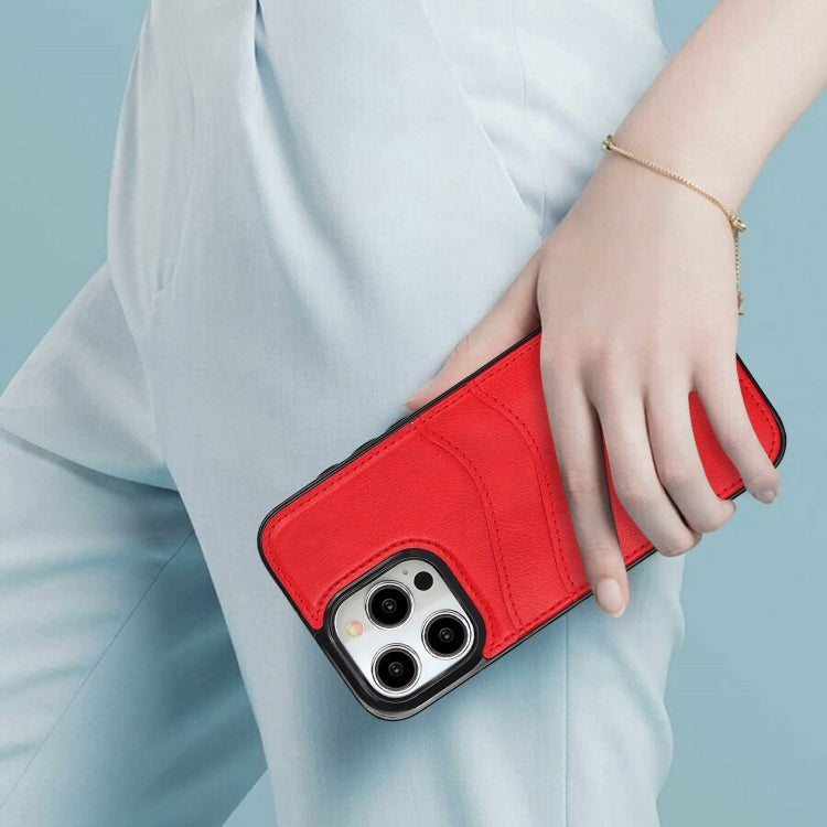 For iPhone 15 Pro Litchi Leather Skin Card Slots Phone Case(Red) - HoMEdemic™ 