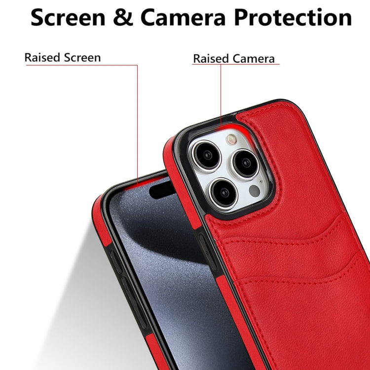 For iPhone 15 Pro Litchi Leather Skin Card Slots Phone Case(Red) - HoMEdemic™ 