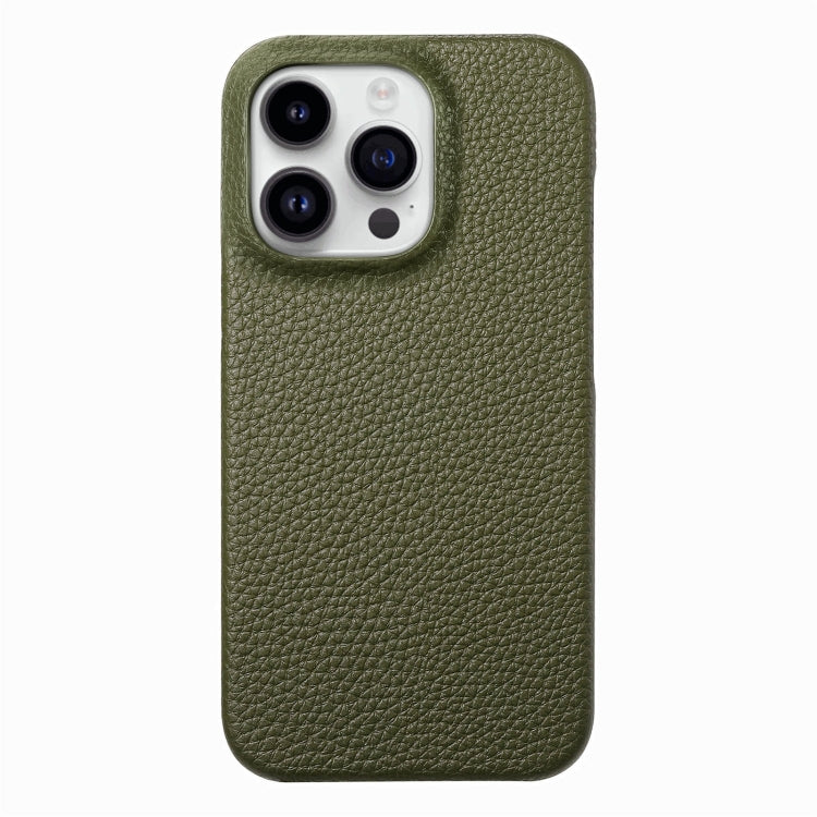 For iPhone 15 Pro Litchi Oil Edge Leather Back Phone Case(Green) - HoMEdemic™ 