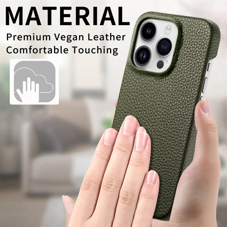 For iPhone 15 Pro Litchi Oil Edge Leather Back Phone Case(Green) - HoMEdemic™ 