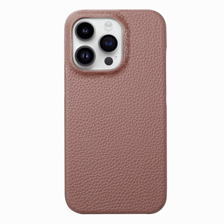 For iPhone 15 Pro Litchi Oil Edge Leather Back Phone Case(Jujube Apricot) - HoMEdemic™ 
