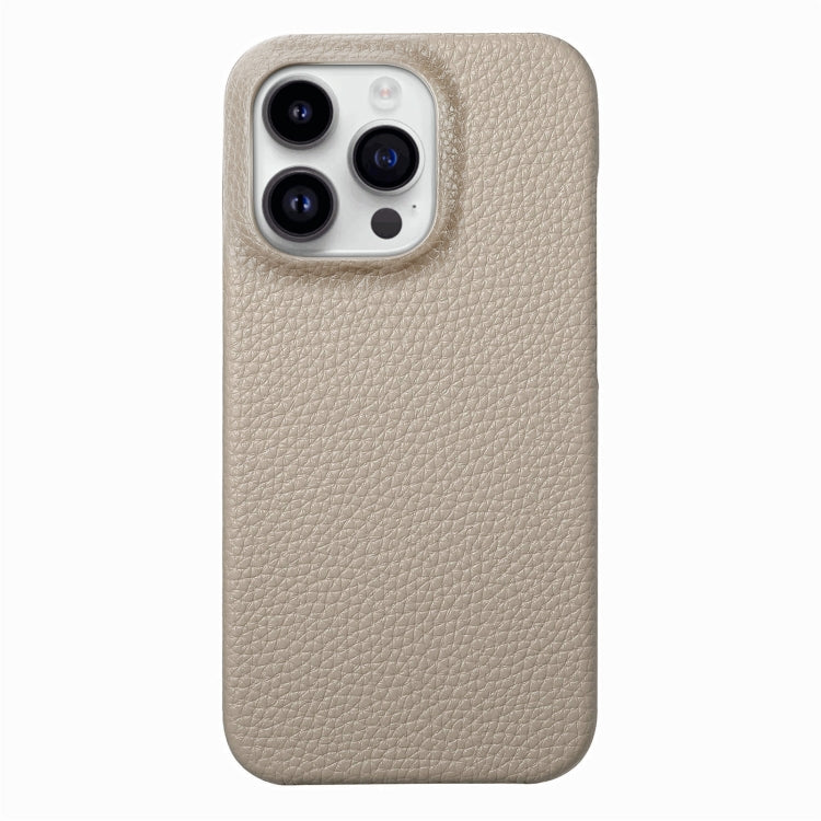 For iPhone 15 Pro Litchi Oil Edge Leather Back Phone Case(Khaki) - HoMEdemic™ 