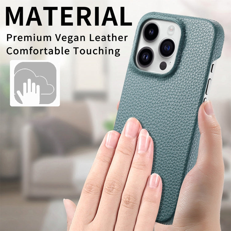 For iPhone 15 Pro Litchi Oil Edge Leather Back Phone Case(Light Blue) - HoMEdemic™ 