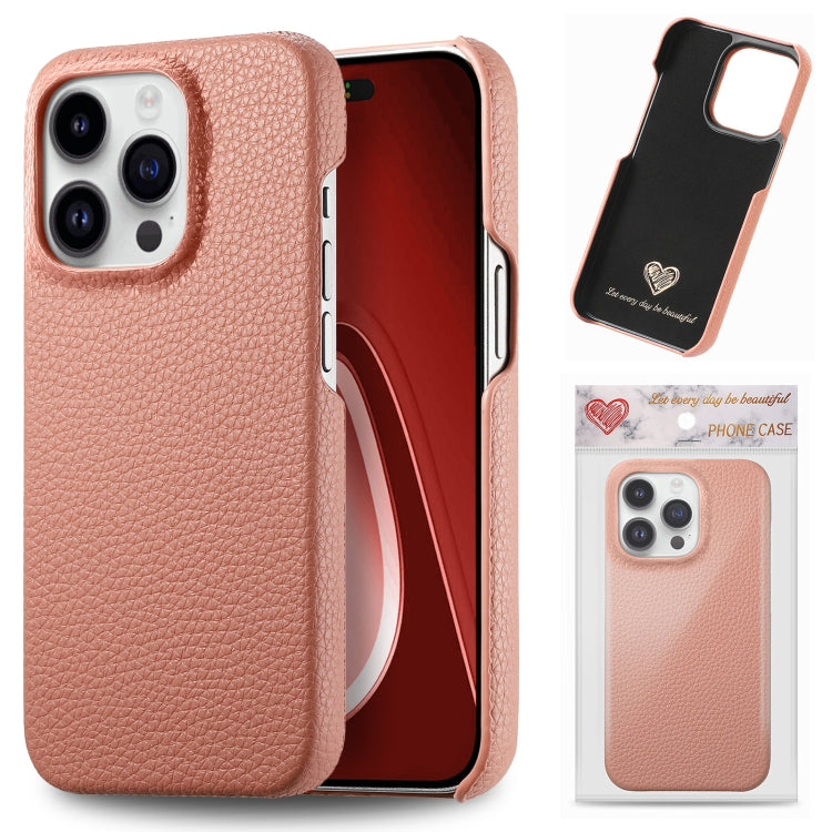 For iPhone 15 Pro Litchi Oil Edge Leather Back Phone Case(Pink) - HoMEdemic™ 